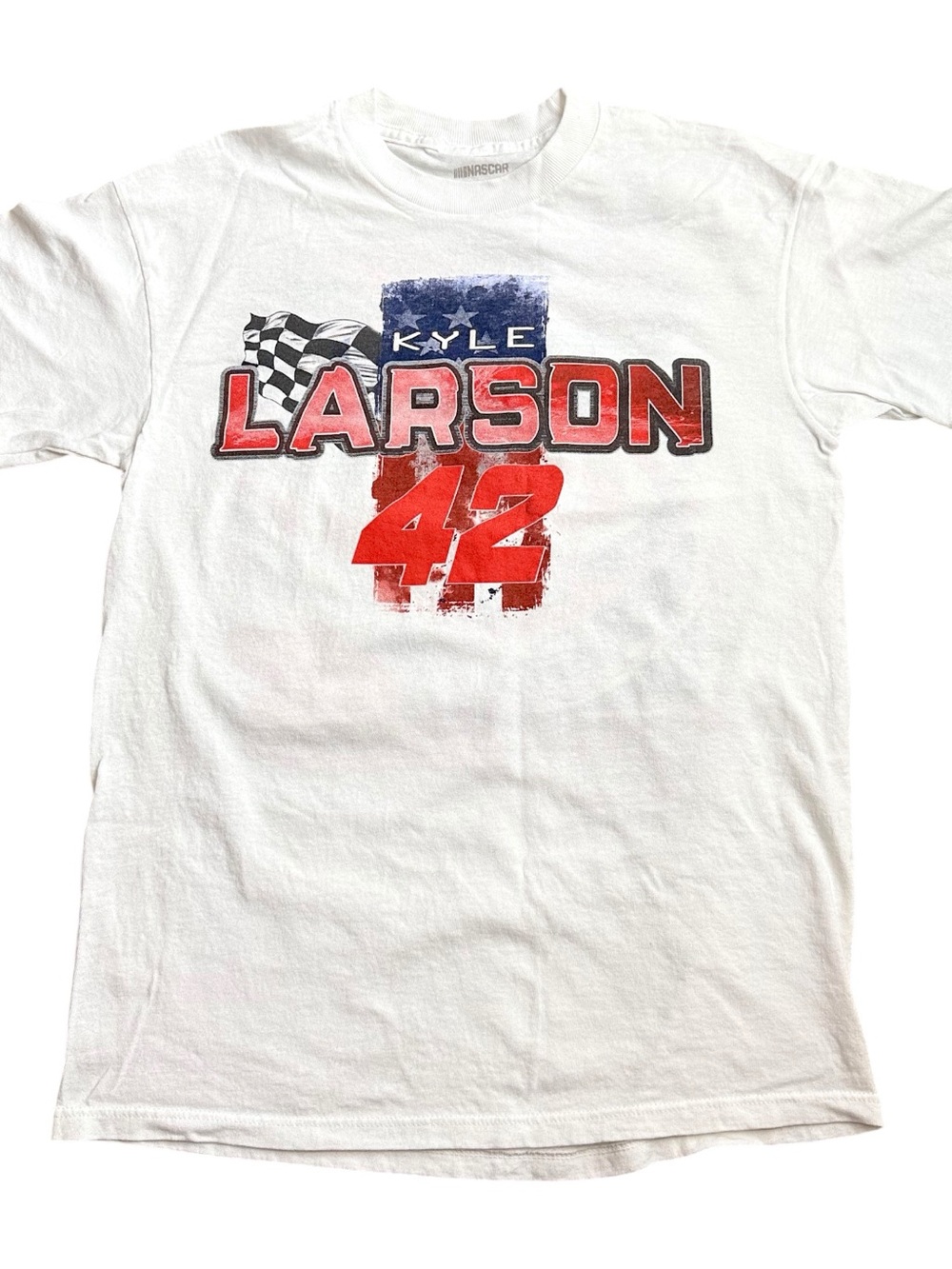 Kyle Larson 42 NASCAR Target Racing T Shirt White Double Sided Graphic Adult M